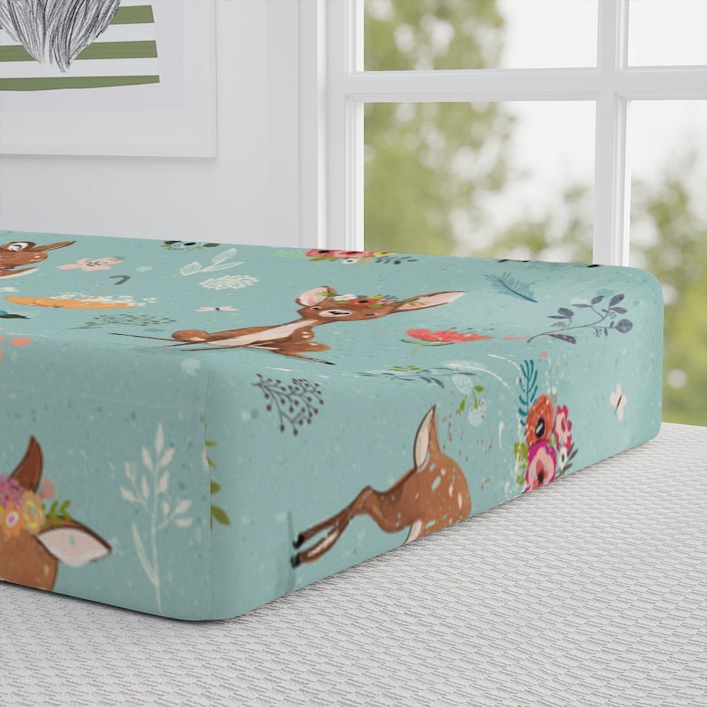 Fawns and Rabbits Baby Changing Pad Cover - Puffin Lime