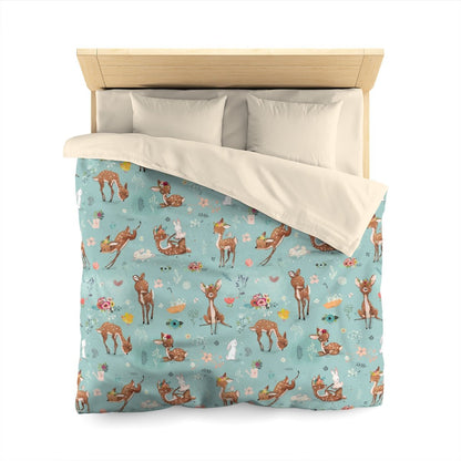 Fawns and Rabbits Microfiber Duvet Cover - Puffin Lime