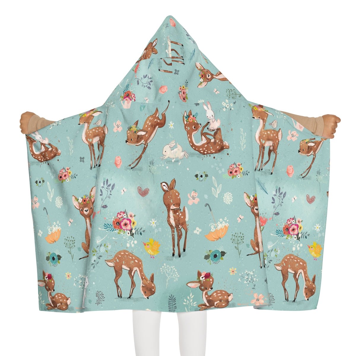 Fawns and Rabbits Toddler Hooded Towel - Puffin Lime