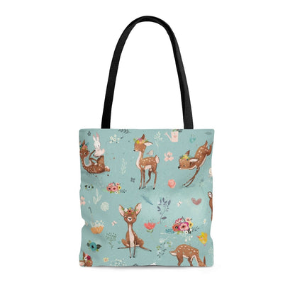 Fawns and Rabbits Tote Bag - Puffin Lime
