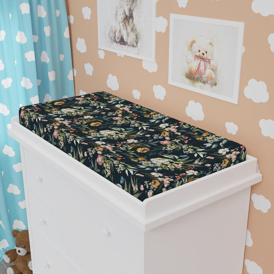Watercolor Flowers Baby Changing Pad Cover