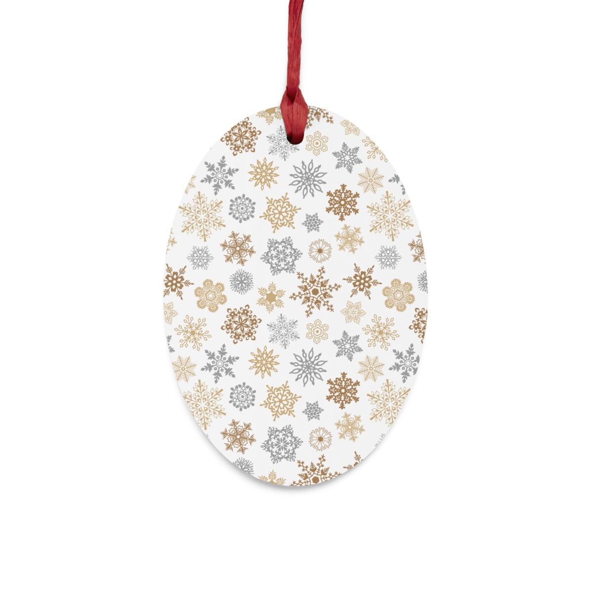 Gold and Silver Snowflakes Wood Ornament