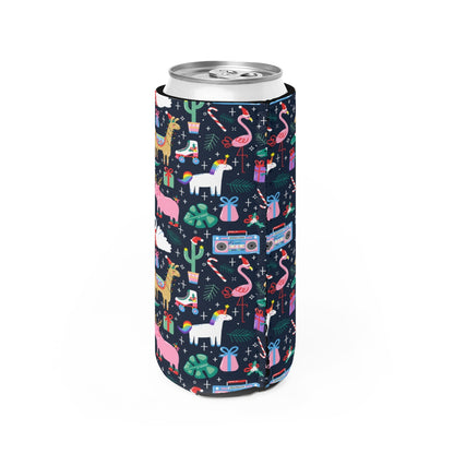 Christmas Animals Slim Can Cooler