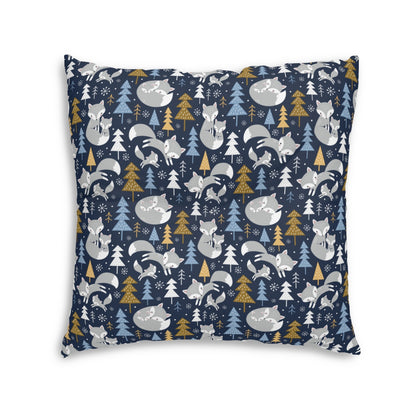 Arctic Foxes Square Tufted Floor Pillow
