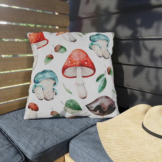 Acorns and Mushrooms Outdoor Pillow