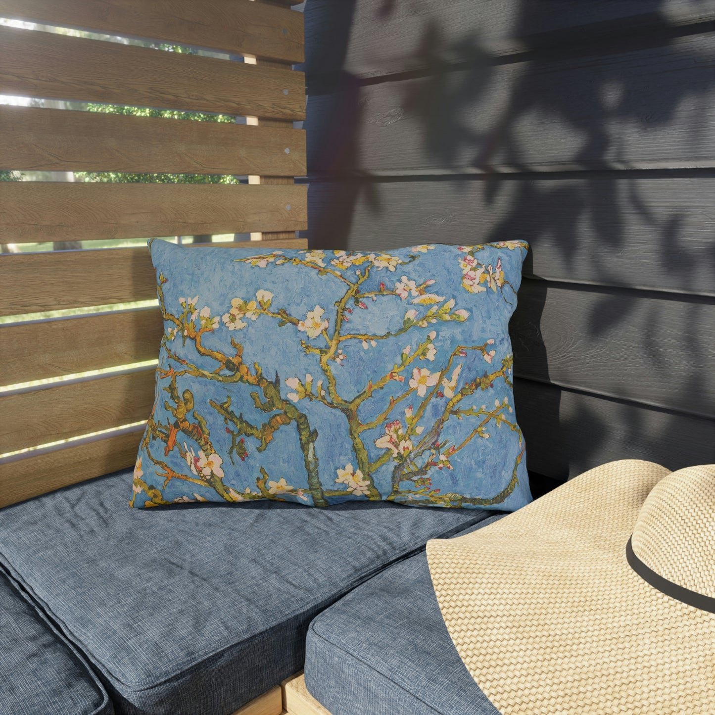 Van Gogh Blossoming Almond Tree Outdoor Pillow