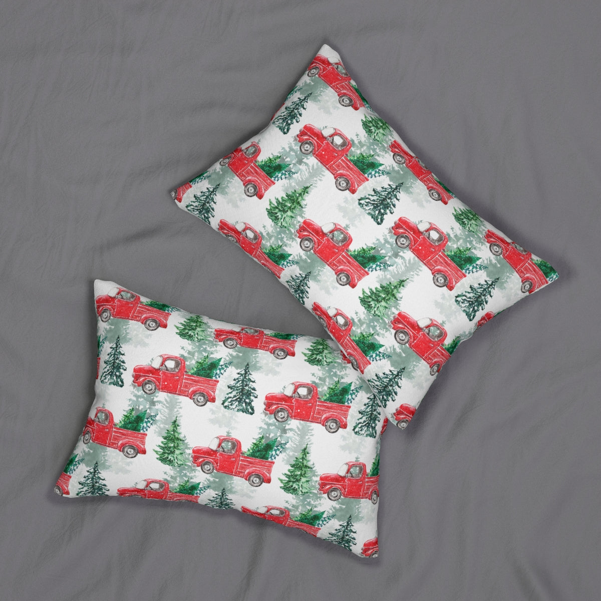 Christmas Tree Farm Spun Polyester Lumbar Pillow