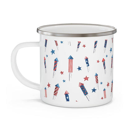 Fireworks and Stars Enamel Camping Mug - Puffin Lime