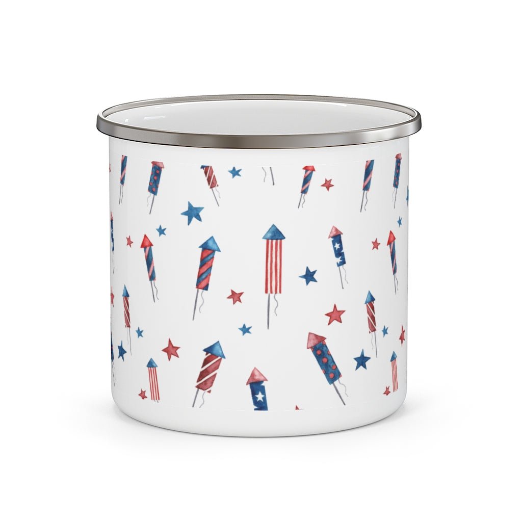 Fireworks and Stars Enamel Camping Mug - Puffin Lime