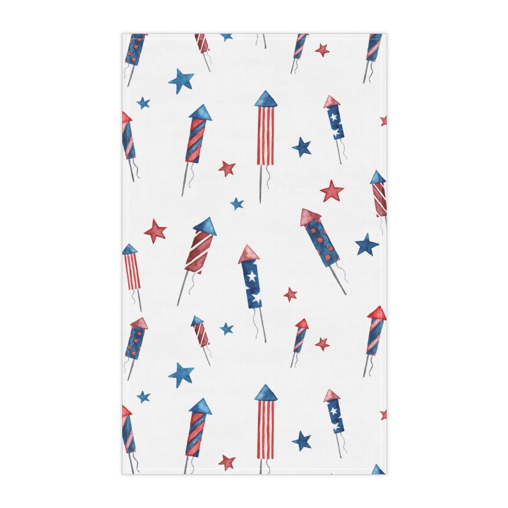 Fireworks and Stars Kitchen Towel - Puffin Lime