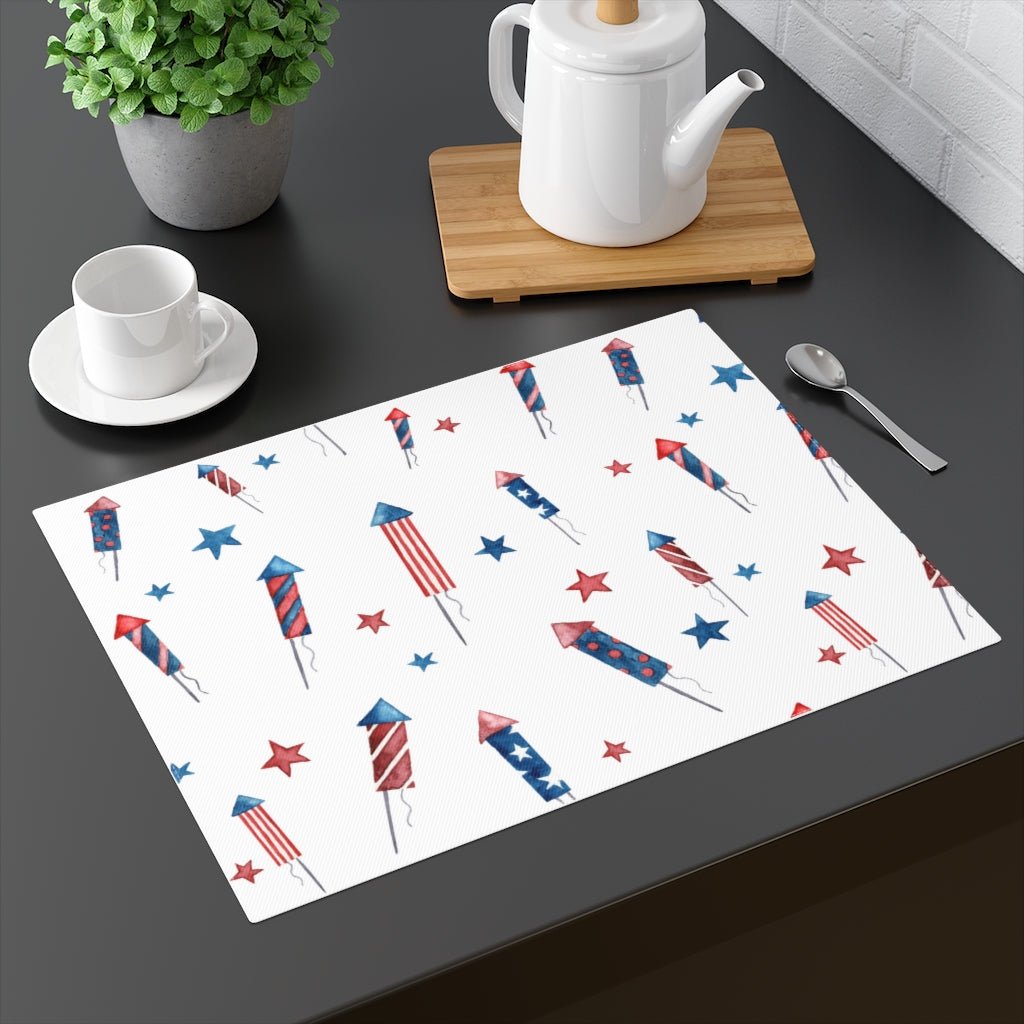 Fireworks and Stars Placemat - Puffin Lime