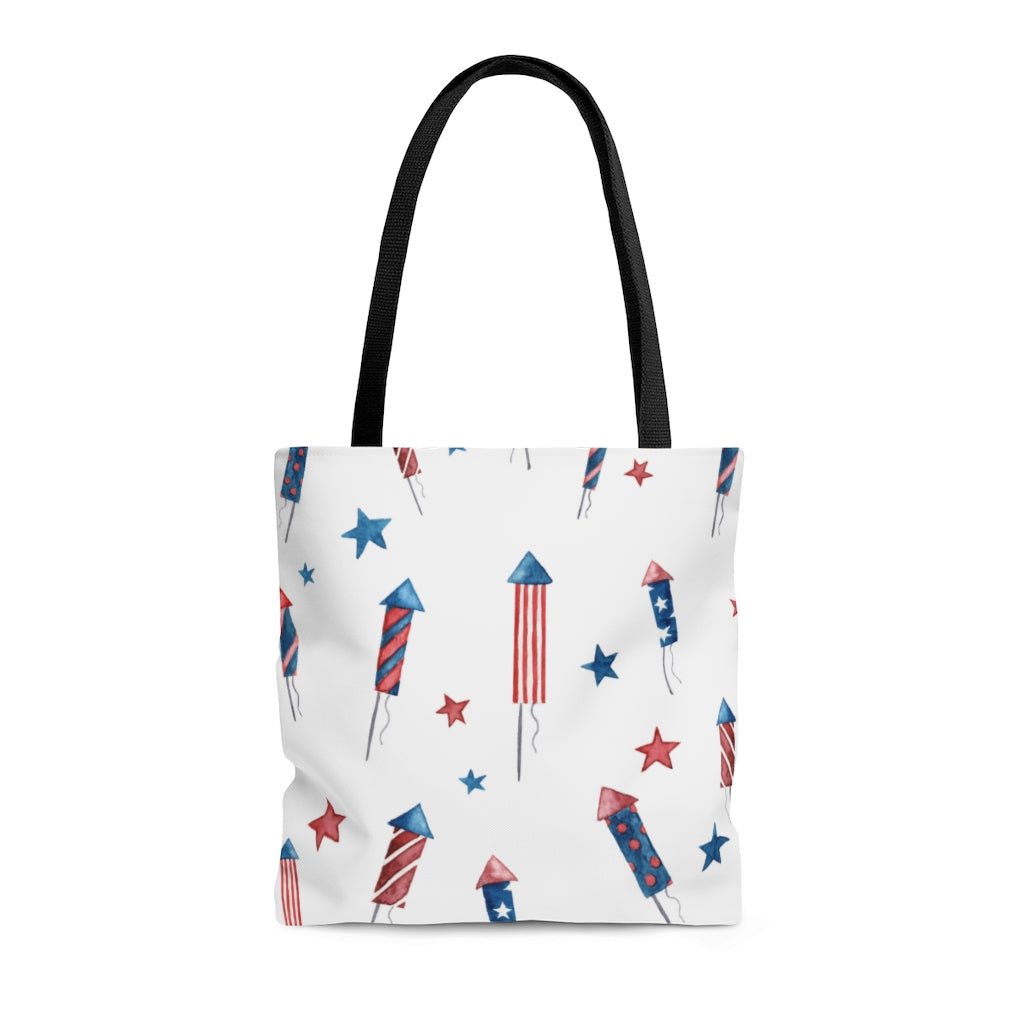 Fireworks and Stars Tote Bag - Puffin Lime