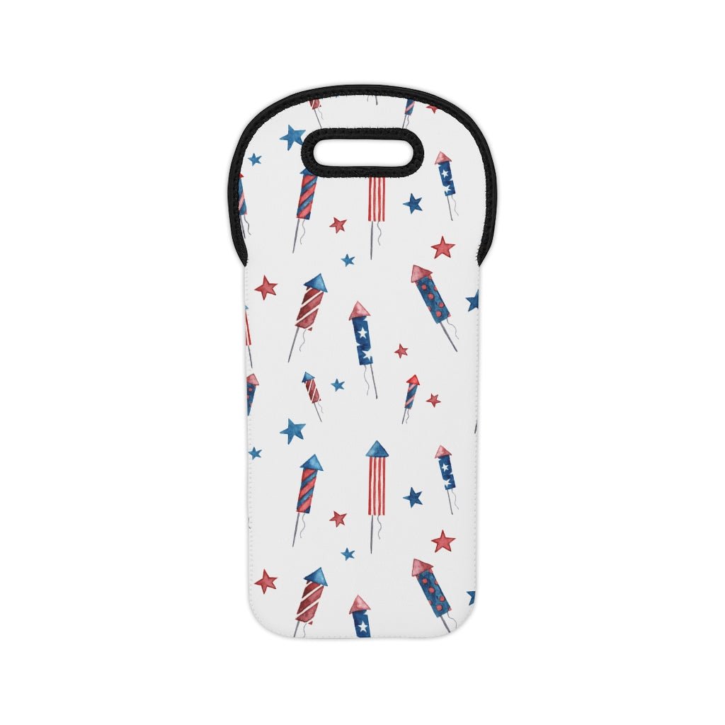 Fireworks and Stars Wine Tote Bag - Puffin Lime