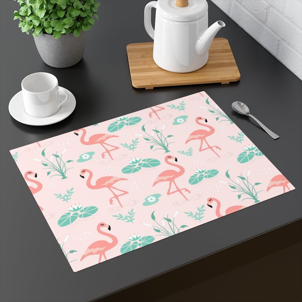Flamingo & Lilly Pads Placemat - Puffin Lime