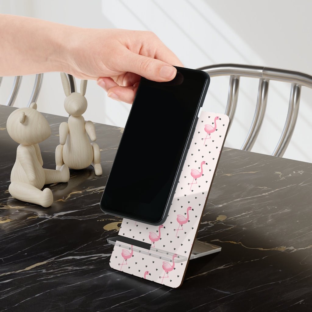 Flamingos and Hearts Mobile Display Stand for Smartphones - Puffin Lime