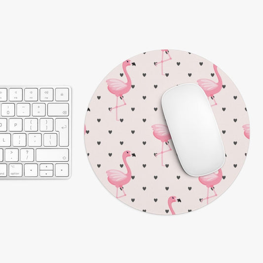Flamingos and Hearts Mouse Pad - Puffin Lime