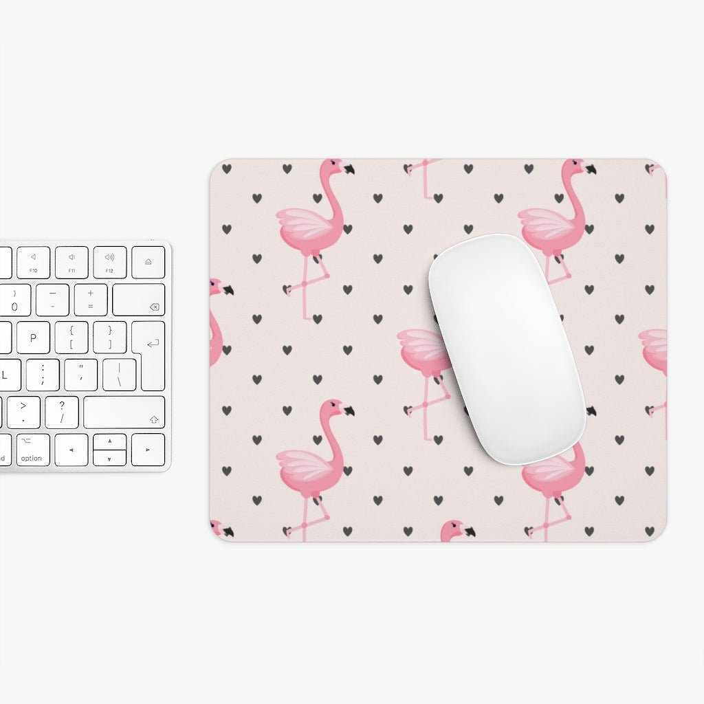 Flamingos and Hearts Mouse Pad - Puffin Lime