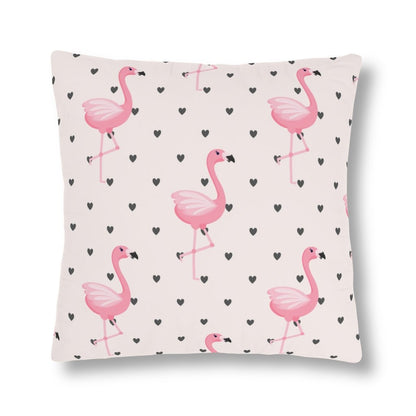 Flamingos and Hearts Outdoor Pillow - Puffin Lime