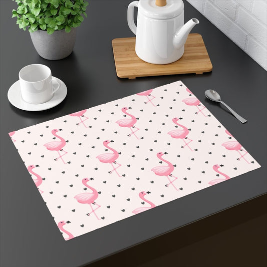 Flamingos and Hearts Placemat - Puffin Lime