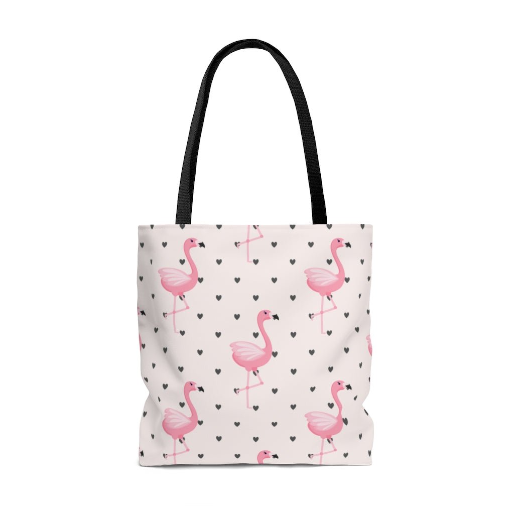 Flamingos and Hearts Tote Bag - Puffin Lime