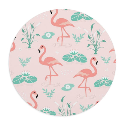 Flamingos and Lilly Pads Mouse Pad - Puffin Lime