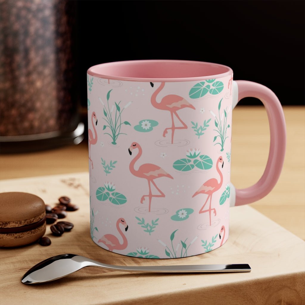 Flamingos & Lilly Pads Coffee Mug - Puffin Lime