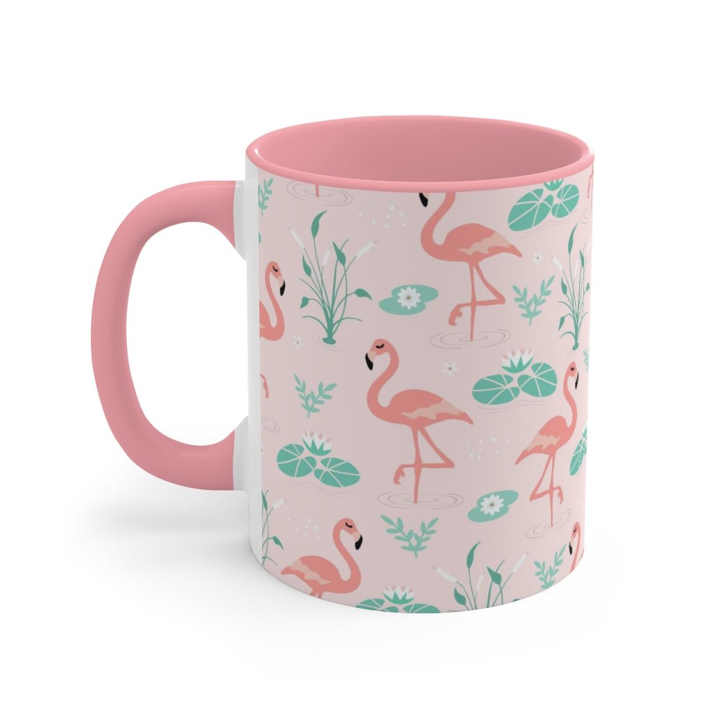 Flamingos & Lilly Pads Coffee Mug - Puffin Lime