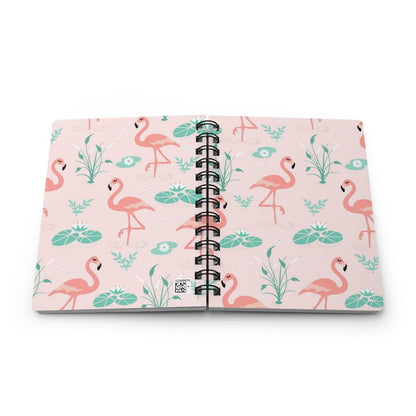 Flamingos & Lilly Pads Spiral Bound Journal - Puffin Lime