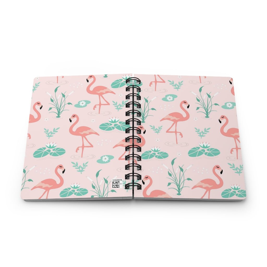 Flamingos & Lilly Pads Spiral Bound Journal - Puffin Lime
