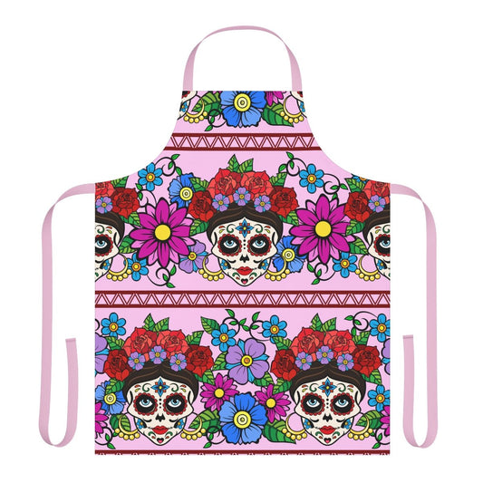 Flowers and Sugar Skulls Apron - Puffin Lime