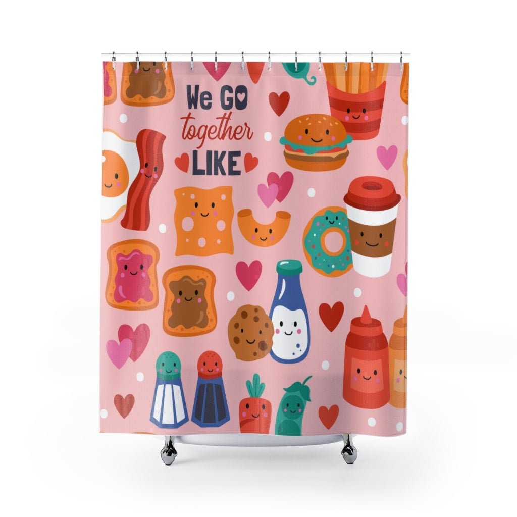 Food Pair Love Fabric Shower Curtains - Puffin Lime