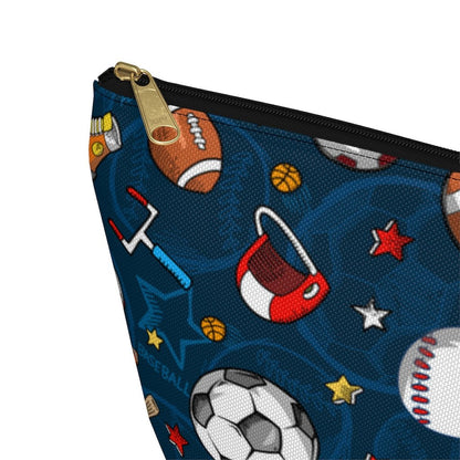 Footballs and Baseballs Accessory Pouch w T-bottom - Puffin Lime