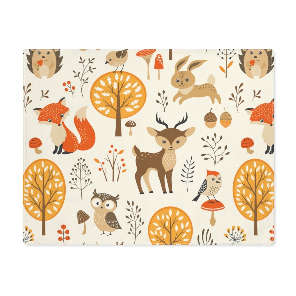 Forest Animals Cotton Placemat - Puffin Lime