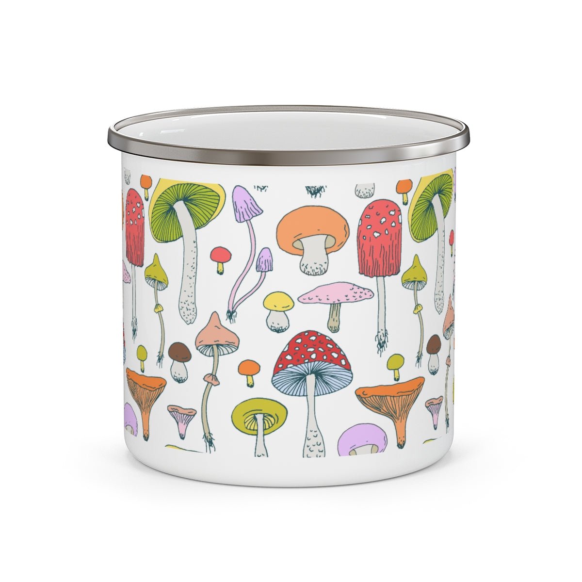 Forest Mushrooms Stainless Steel Camping Mug - Puffin Lime