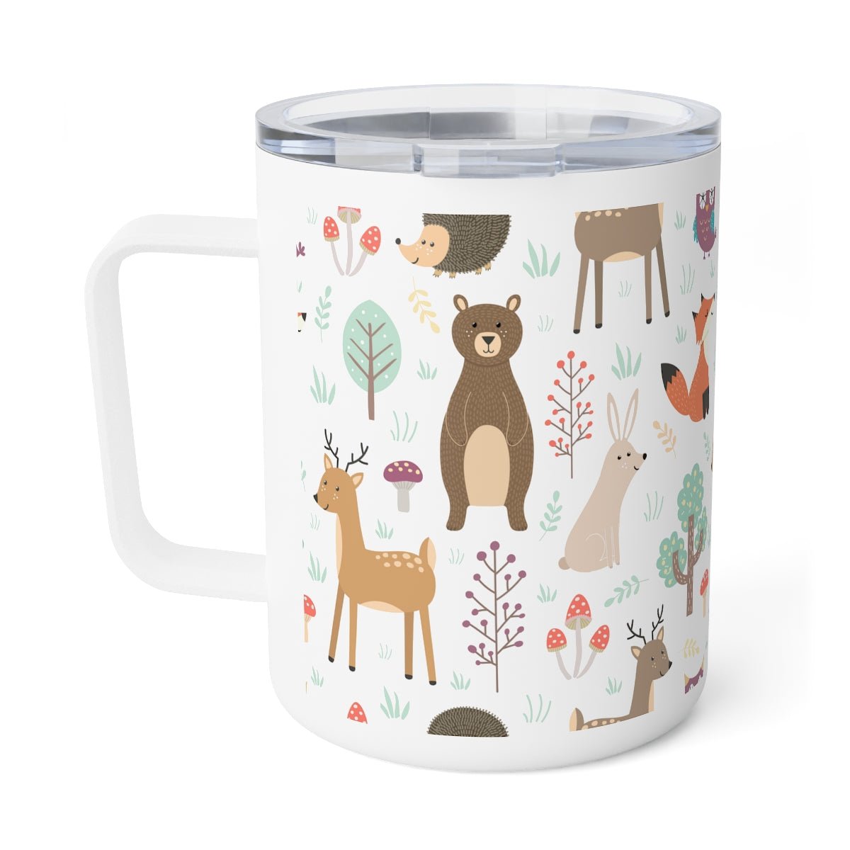 Forest Plants and Animals Insulated Coffee Mug - Puffin Lime