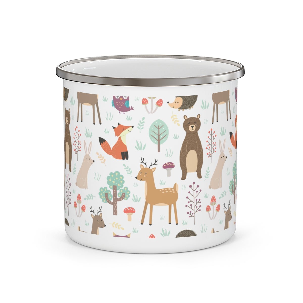 Forest Plants and Animals Stainless Steel Camping Mug - Puffin Lime