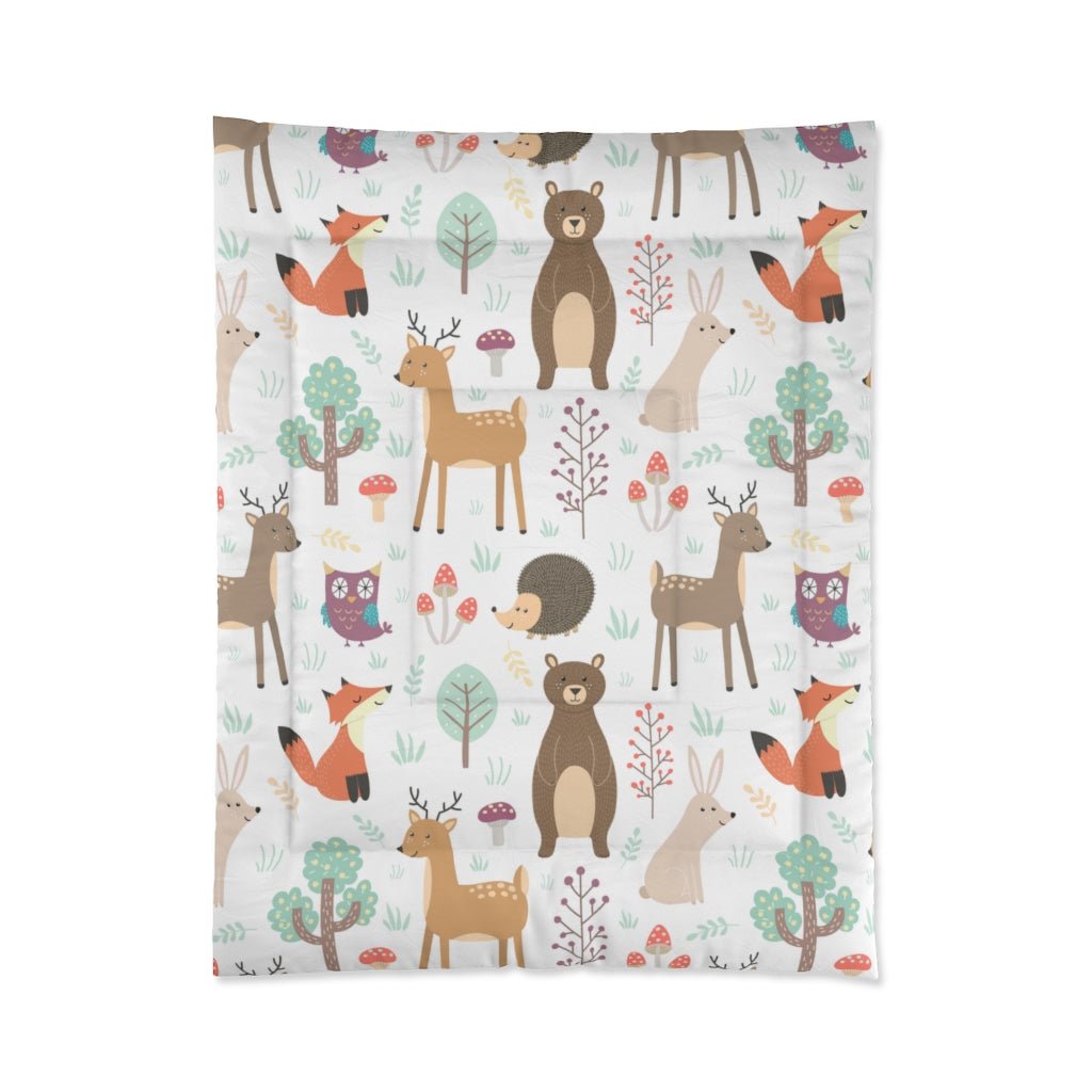 Forest Plants and Animals Twin XL Comforter - Puffin Lime