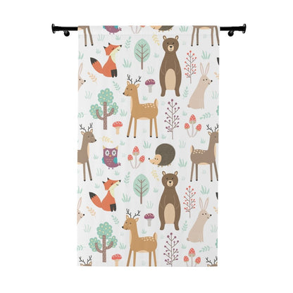 Forest Plants and Animals Window Curtains (1 Piece) - Puffin Lime