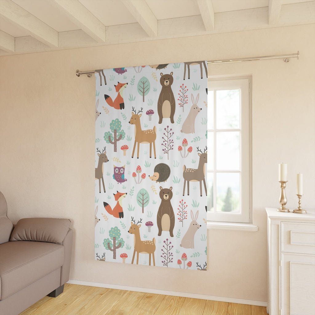 Forest Plants and Animals Window Curtains (1 Piece) - Puffin Lime
