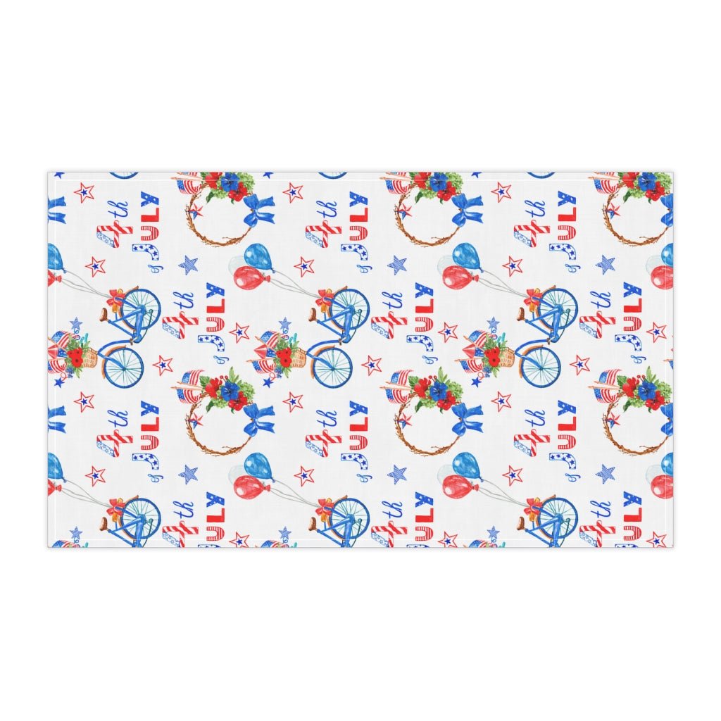 Fourth of July Balloons and Bikes Kitchen Towel - Puffin Lime