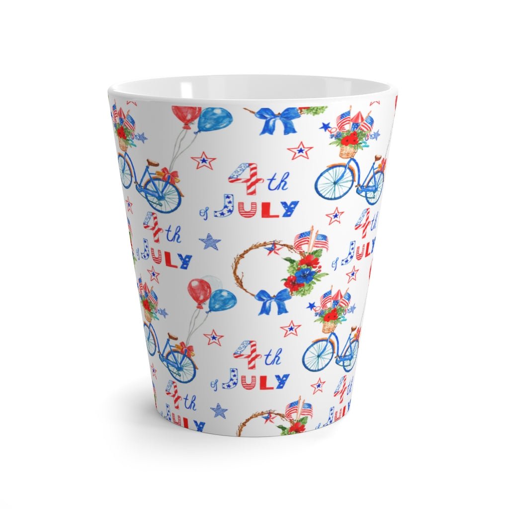 Fourth of July Balloons and Bikes Latte Mug - Puffin Lime