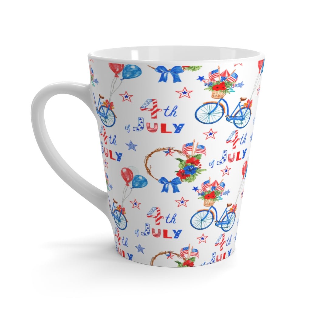 Fourth of July Balloons and Bikes Latte Mug - Puffin Lime