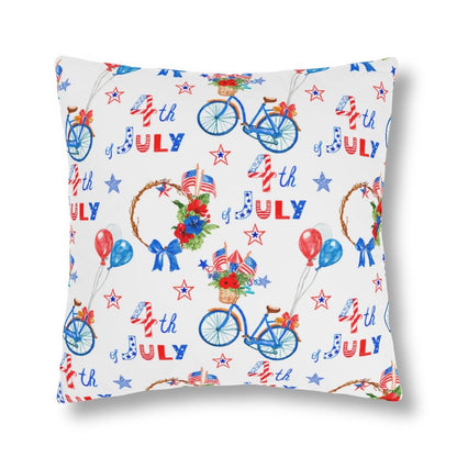 Fourth of July Balloons and Bikes Outdoor Pillow - Puffin Lime