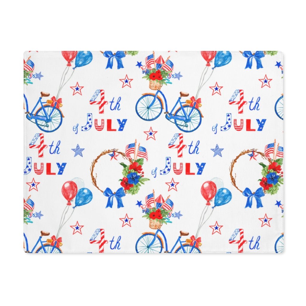 Fourth of July Balloons and Bikes Placemat - Puffin Lime