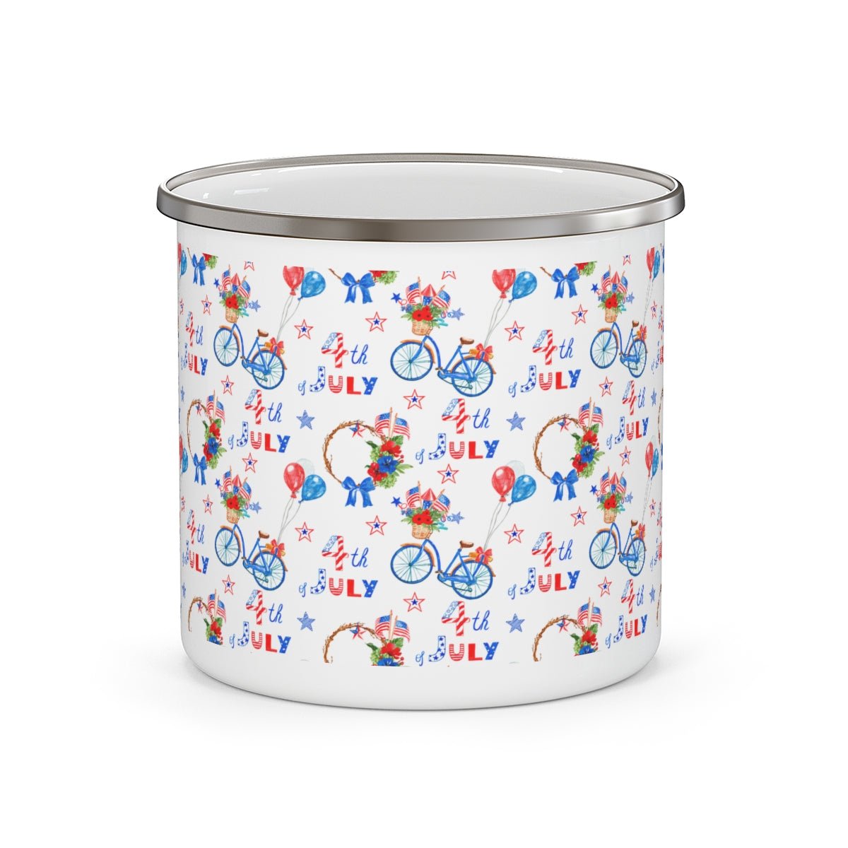 Fourth of July Balloons and Bikes Stainless Steel Camping Mug - Puffin Lime