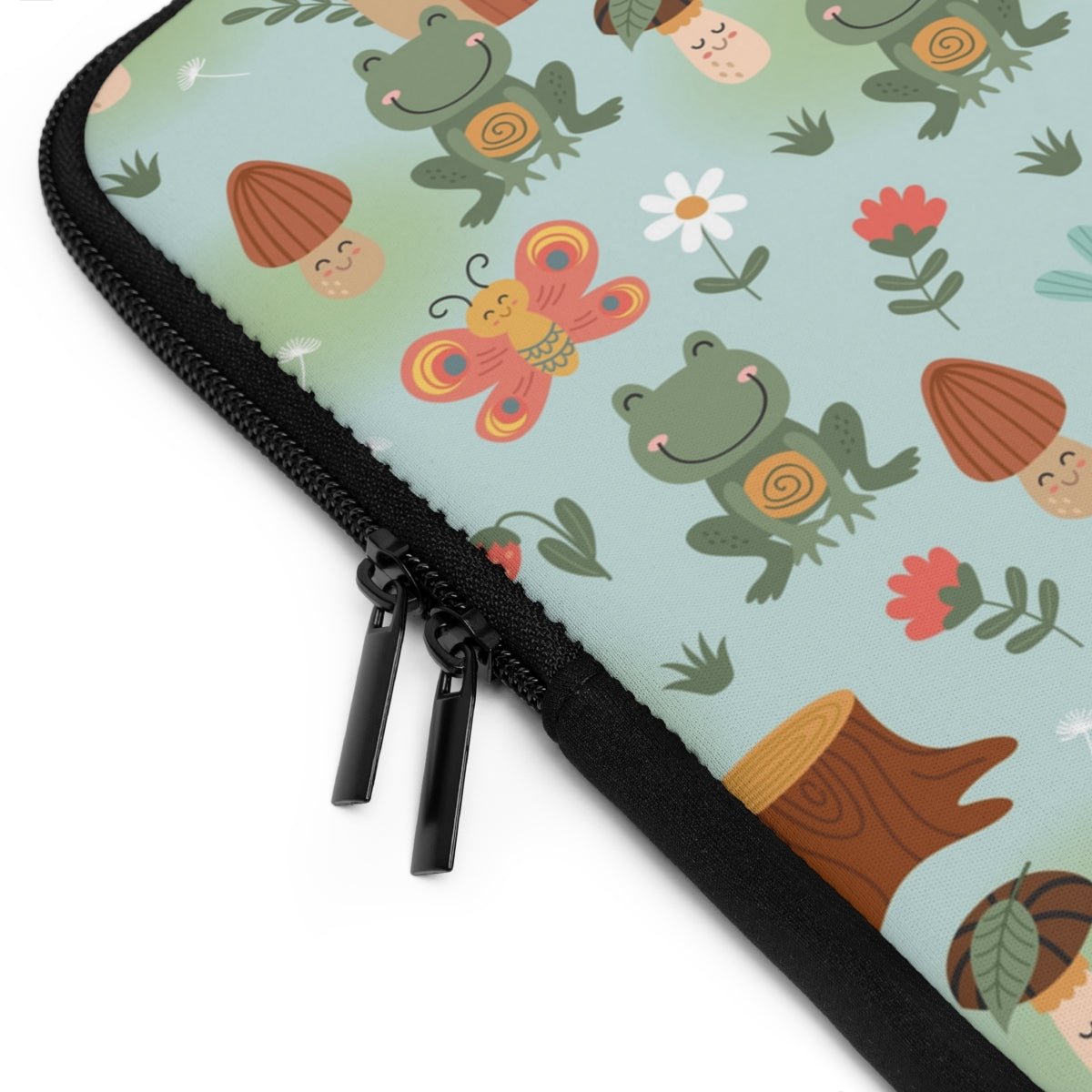 Frogs and Mushrooms Laptop Sleeve - Puffin Lime