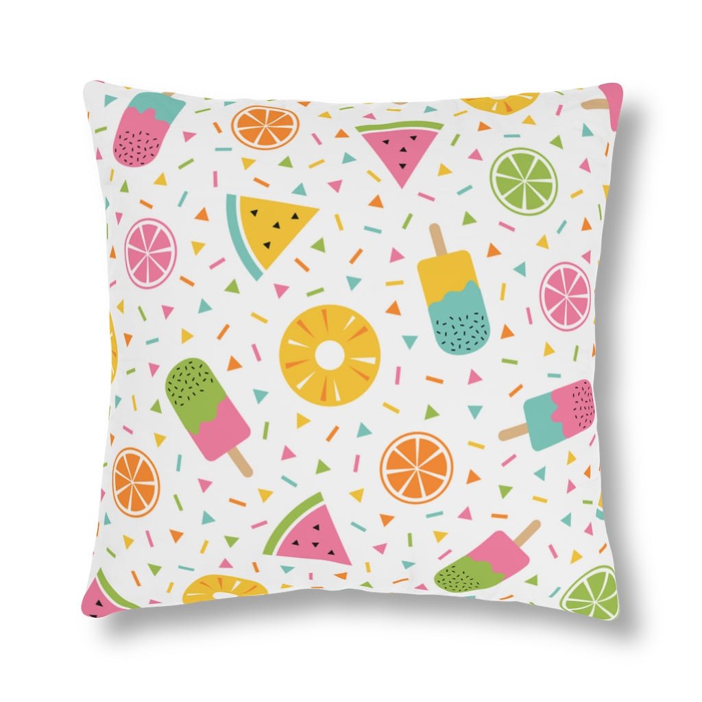 Fruits and Ice Cream Outdoor Pillow - Puffin Lime