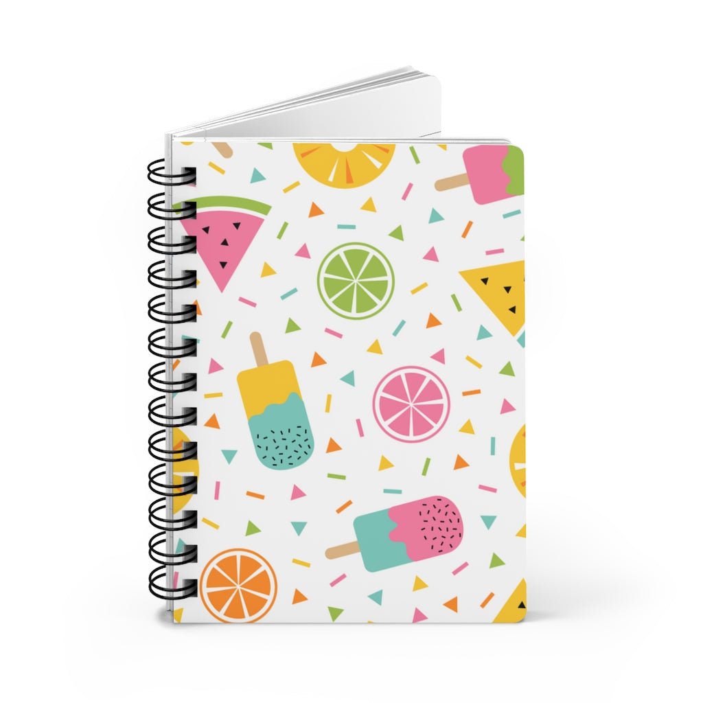 Fruits and Ice Cream Spiral Bound Journal - Puffin Lime