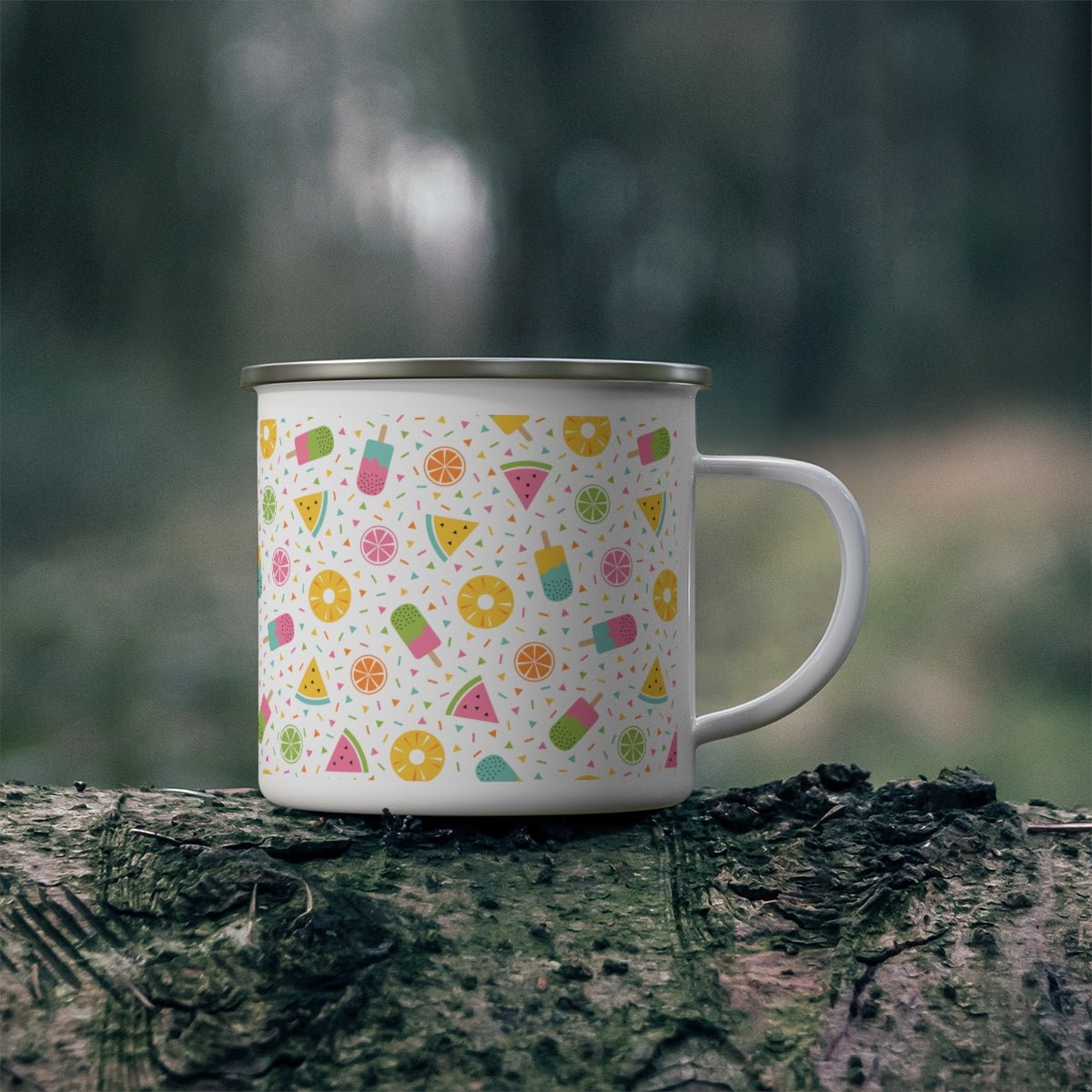 Fruits and Ice Cream Stainless Steel Camping Mug - Puffin Lime