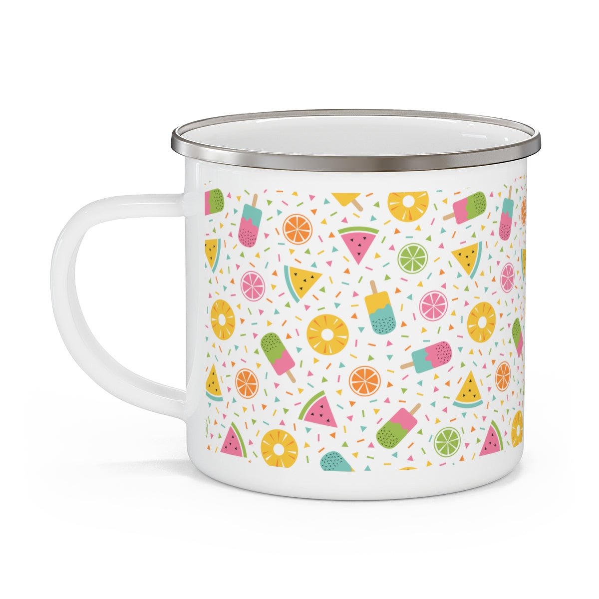 Fruits and Ice Cream Stainless Steel Camping Mug - Puffin Lime